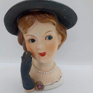 Vintage RUBENS Lady head Vase with hand collectible